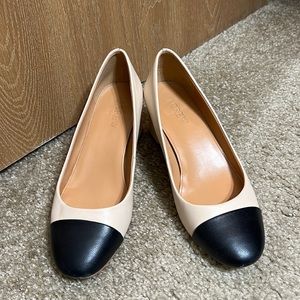 Bryn cap-toe leather block heels
